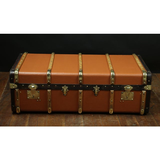 Salmon-Colored Cabin Trunk with Curved Shape, 1920s For Sale - Image 9 of 9