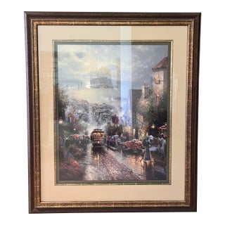 1990s Thomas Kinkade "Hyde Street and the Bay" Signed & Numbered Lithograph - Framed For Sale