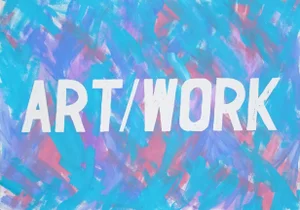 "Art/Work" Contemporary Pastel Word Art Watercolor Painting