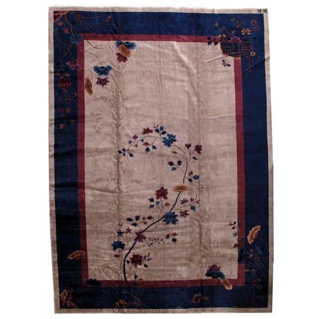 1920s Antique Art Deco Chinese Rug - 11′4″ × 15′9″ For Sale
