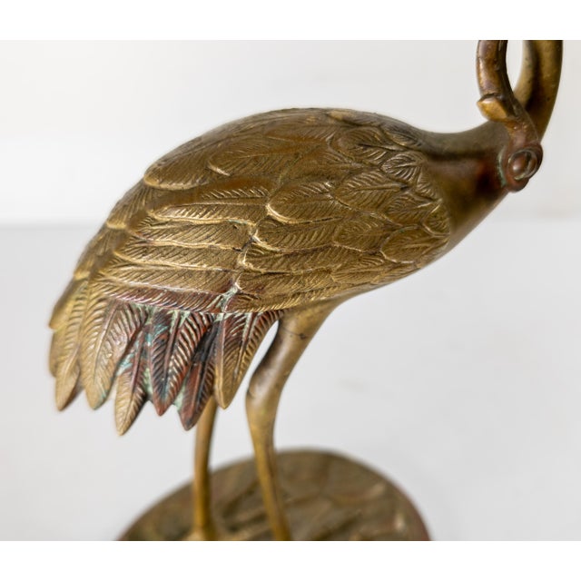 19th Century American Chinoiserie Brass Standing Crane Incense Holder for Mantle For Sale In New York - Image 6 of 14