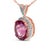 Haus of Brilliance 14K Rose Gold Vermeil Sterling Silver 1/5 Cttw Diamond Pink Quartz Oval Pendant Necklace For Sale - Image 4 of 4