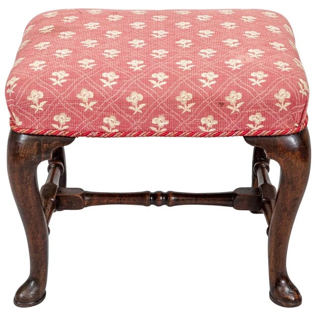 Antique Queen Anne Style Walnut Stool For Sale - Image 9 of 9