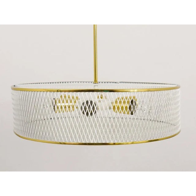 Metal Mid-Century Brass Pendant Lamp attributed to Mathieu Matégot, France, 1950s For Sale - Image 7 of 11