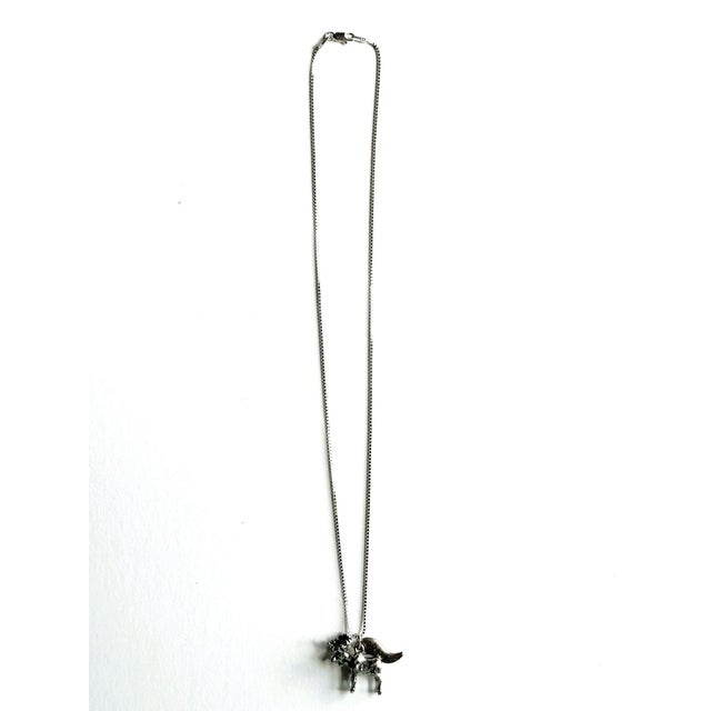 Mid-Century Modern Maine Moose Sterling Silver Vintage Charm on New 18 Inch Sterling Silver Necklace For Sale - Image 3 of 3
