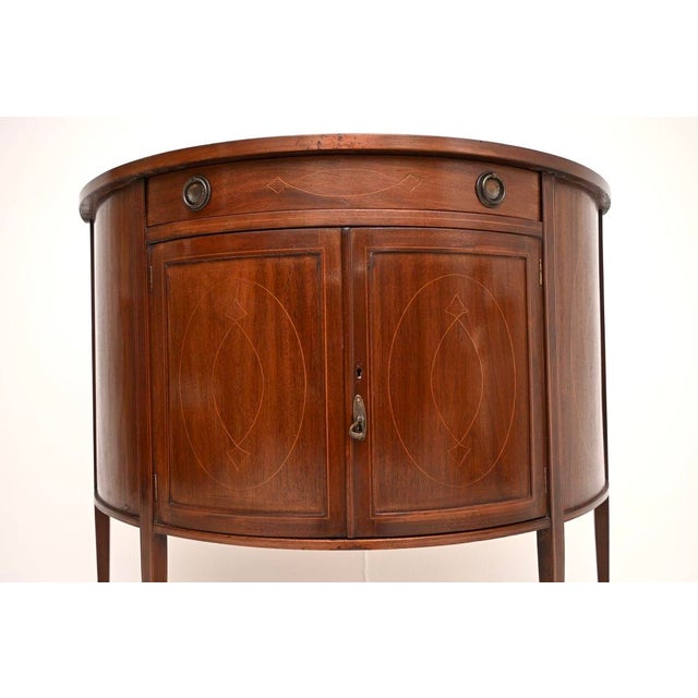 Antique Edwardian Bow Front Cabinet, 1900s For Sale - Image 9 of 12