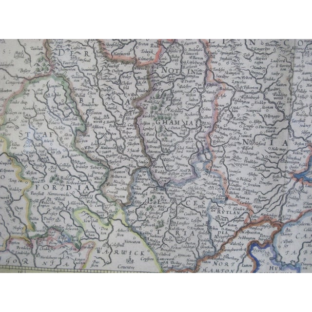 17th Century Antique C1648 Northwestern England Framed Hand Colored Copper Engraving Map For Sale - Image 5 of 8