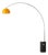 Nova of Mid Century Iconic Half Dome Floor Lamp - 95" Modern Arc Lamp, Mustard Steel Shade, Black Marble Base, Satin Nickel Body For Sale