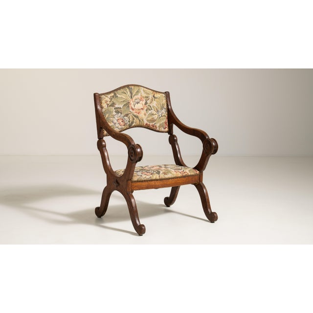 Oak Armchair with Tapestry Upholstery, Antique, France, 19th Century For Sale - Image 11 of 17