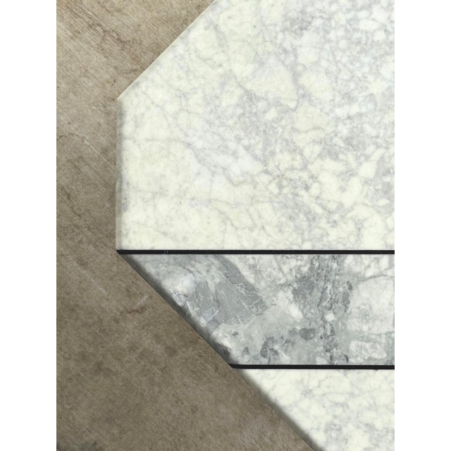 Italian Carrara & Bardiglio Marble Inlay Coffee Table, 1970s For Sale - Image 9 of 15