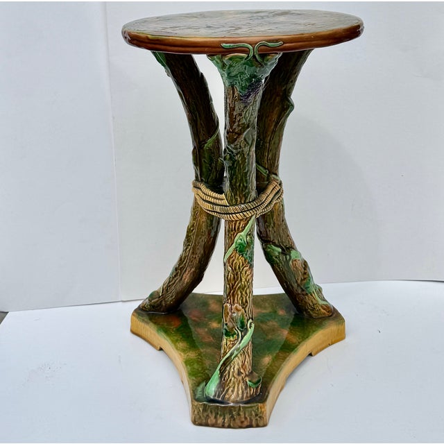 Ceramic George Jones Majolica Faux Bois Drinks Table or Garden Seat, England Circa 1878 For Sale - Image 7 of 17