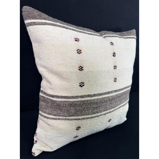Contemporary Turkish Hemp Pillow Cushion Natural Beige Dark Brown Pillow Cushion Cover 24"x24" For Sale - Image 3 of 4