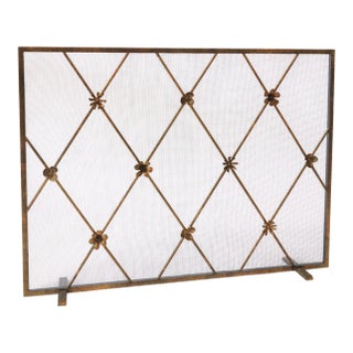 Tobacco Flora Fireplace Screen For Sale
