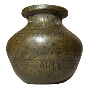 Rare Antique 1800's Diminutive Nepal South Asia Tooled Bronze Ritual Pot Vase
