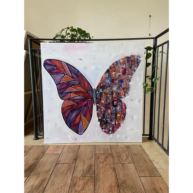 Textile Butterfly Matrix.Modern Original Hand Painting For Sale - Image 7 of 12