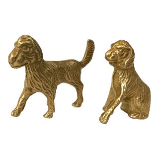 Vintage Brass Mini Spaniel Dogs - Set of 2 For Sale