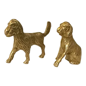 Vintage Brass Mini Spaniel Dogs - Set of 2