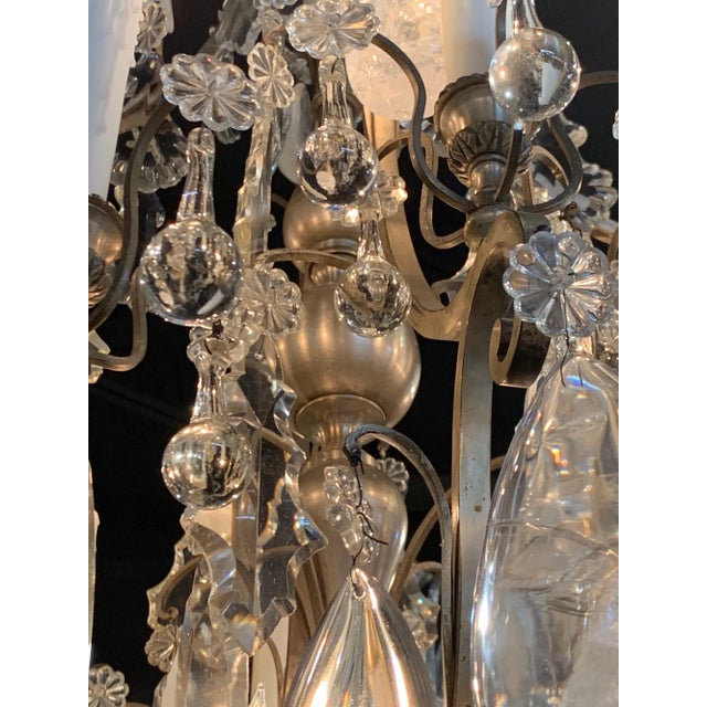 French 19th Century French Rock Crystal 12-Light Chandelier For Sale - Image 3 of 8