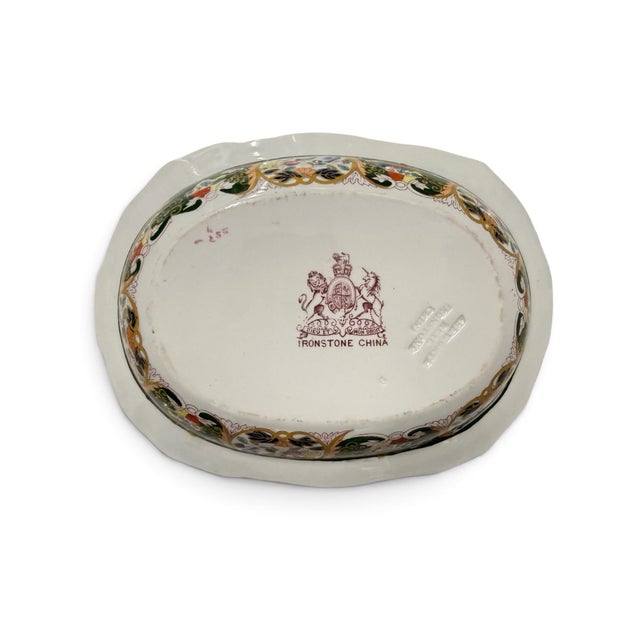 Chinoiserie Antique English Ironstone Chinoiserie Floral & Bird Serving Bowl For Sale - Image 3 of 4