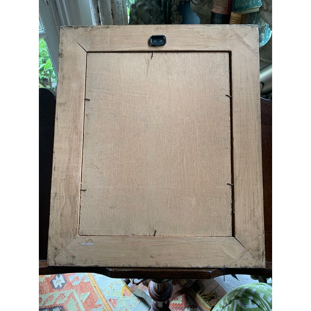 Wood 19th C. Oil on Wood Portrait For Sale - Image 7 of 8