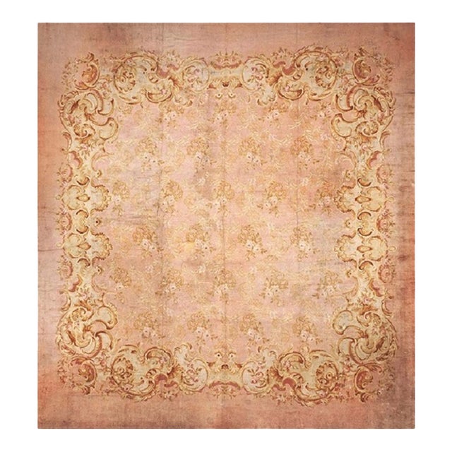 Vintage European Savonarie Rug - 17' x 17' For Sale