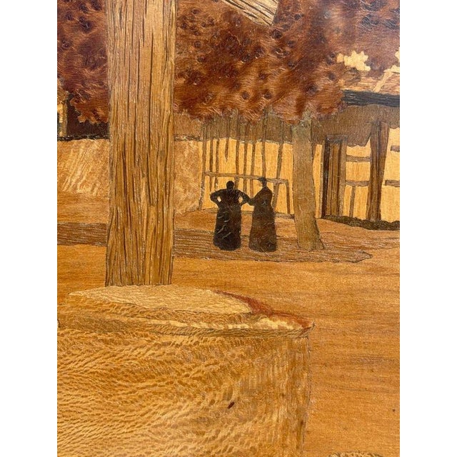 Brown Charles Spindler, Alsatian Village, Marquetry Panel, Framed For Sale - Image 8 of 11