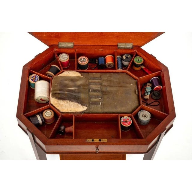 Brown Regency Revival Side Sewing Table in Mahogany, 1880s For Sale - Image 8 of 10