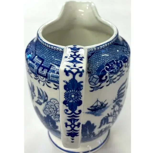 Mid 20th Century Vintage Moriyama Japanese Blue Willow Pitcher, Signed For Sale - Image 5 of 6