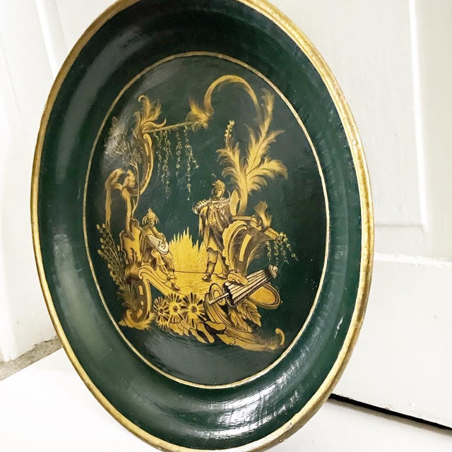 Dark Green Antique Papier-Mâché Tray For Sale - Image 8 of 12