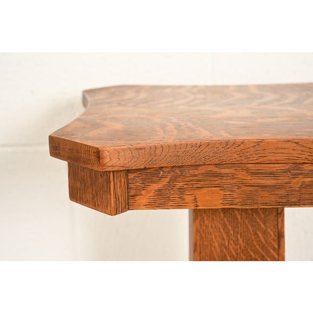 Wood Stickley Brothers Style Antique Mission Tiger Oak Arts & Crafts Pedestal or Plant Stand, Circa 1910 For Sale - Image 7 of 12