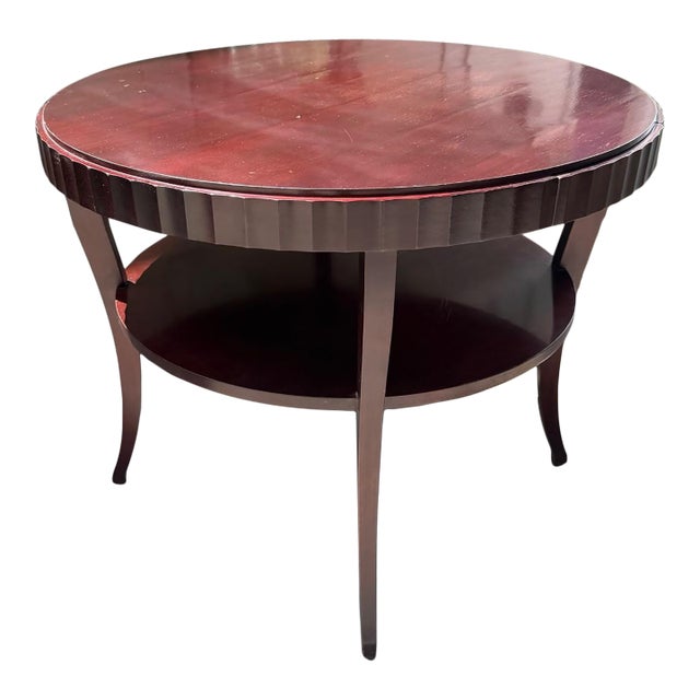 Barbara Barry for Baker Fluted Edge Mahogany Round Entry Table For Sale