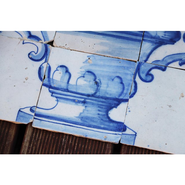 Tile Mural Panel Depicting a Baroque Jardinière With Flowers, Portuguese, 18th Century For Sale - Image 13 of 14