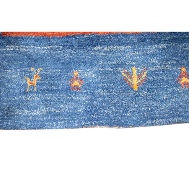 Orange Fine Vintage Tribal Persian Gabbeh Rug 6'3'' X 9'3'' For Sale - Image 8 of 12