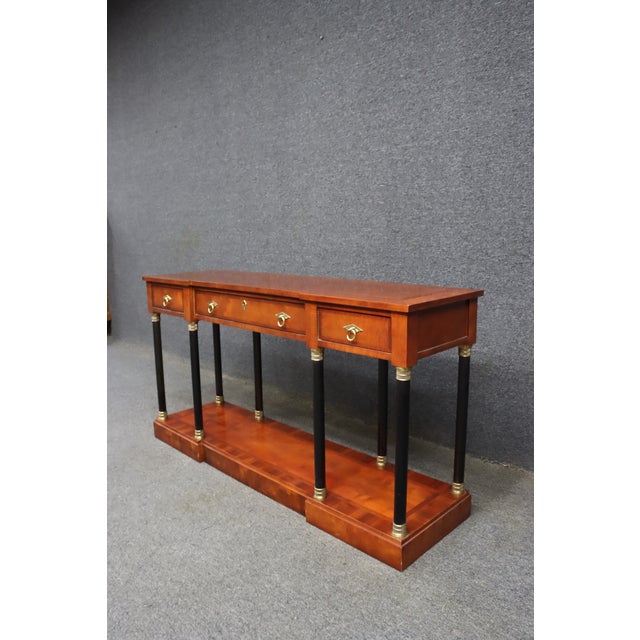 Classic Biedermeier-style console table by Century Furniture, crafted in mahogany with the restrained, architectural lines...