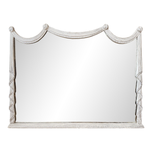 Faux Drapery Carved-Wood Overmantel Mirror