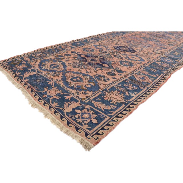 Vintage Persian Soumak Rug with Bohemian Style 05'00 x 10'10. With its bold expressive design and bohemian style, this...