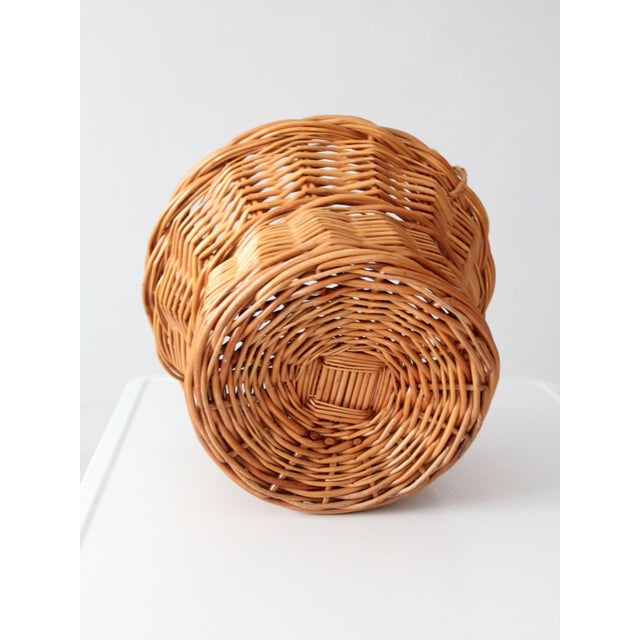 Vintage Round Wicker Gathering Basket With Handle For Sale - Image 12 of 13