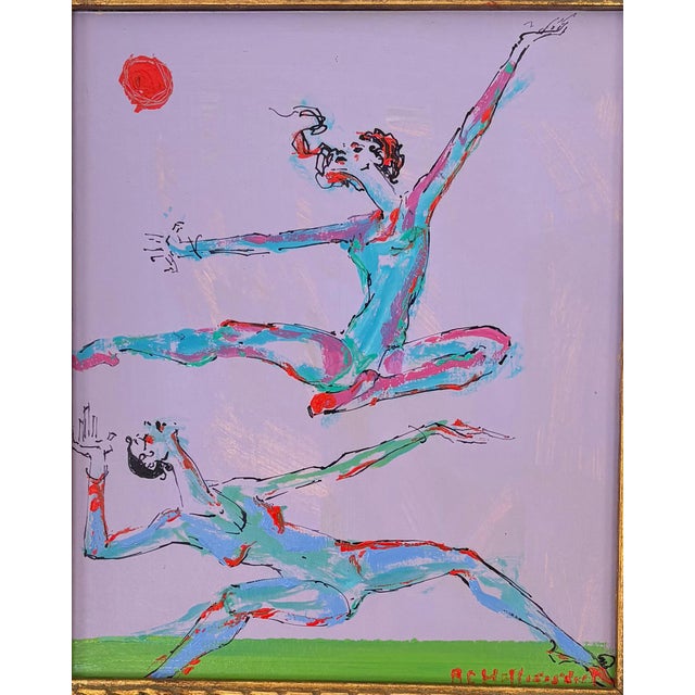 Modern "Leap" Original Painting by Alvin Carl Hollingsworth, 1980 For Sale - Image 3 of 7