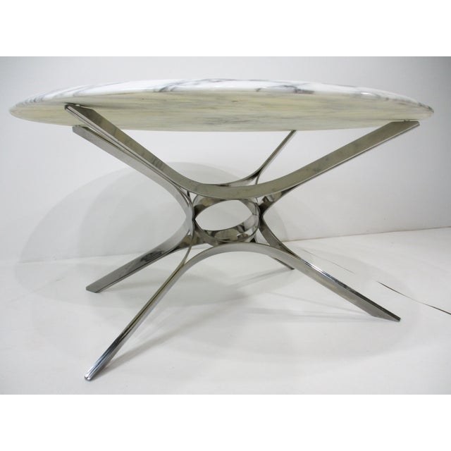 Dunbar Sculptural Marble Chrome Coffee Table by Roger Sprunger For Sale In Cincinnati - Image 6 of 12