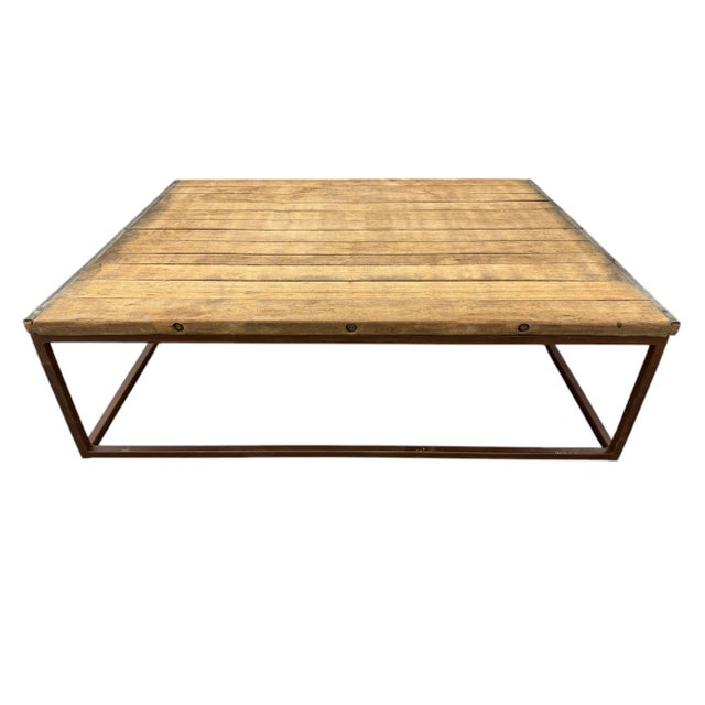 Wood Restoration Hardware Brickmaker's Coffee Table - Grand Size For Sale - Image 7 of 10