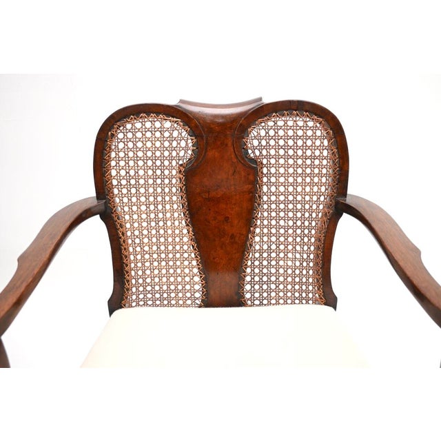 Brown Antique Edwardian Walnut Cane Back Armchairs, 1900, Set of 2 For Sale - Image 8 of 11