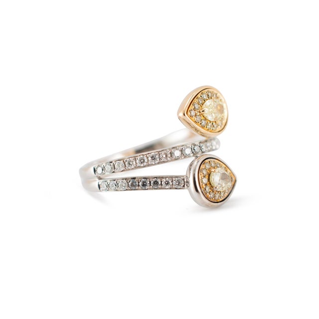 Effy Canare 18k Two Tone Gold White & Yellow Gold 0.75ctw Diamond Cocktail Ring For Sale - Image 4 of 9