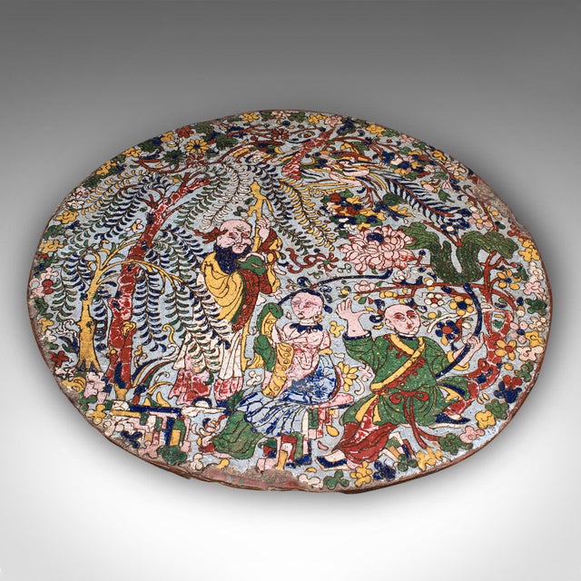 This is an antique display plate. An Oriental, cloisonné plaque in Qing dynasty taste, dating to the mid 18th century,...