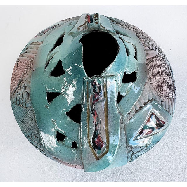 Post-Modern Hand-Built Studio Pottery Sculptural Vessel Offered for sale is a one of a kind studio pottery vessel created...