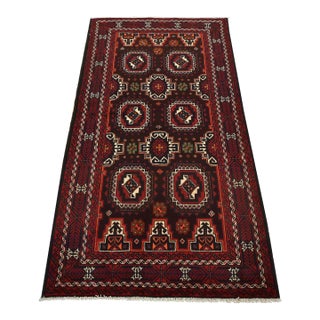Baloch Rug 3’5” X 6’5” Brown Wool Vintage Tribal Hand-Knotted Oriental Carpet For Sale