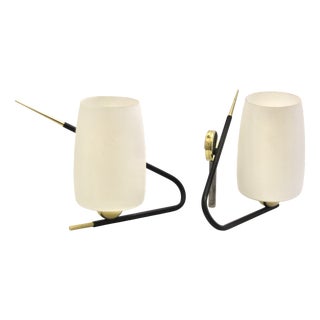 Large French Wall Lamps from Arlus, 1950s, Set of 2 For Sale