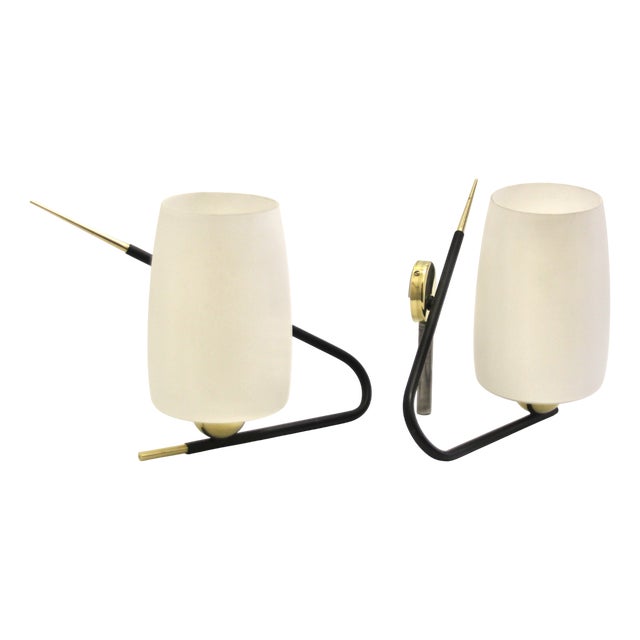 Large French Wall Lamps from Arlus, 1950s, Set of 2 For Sale