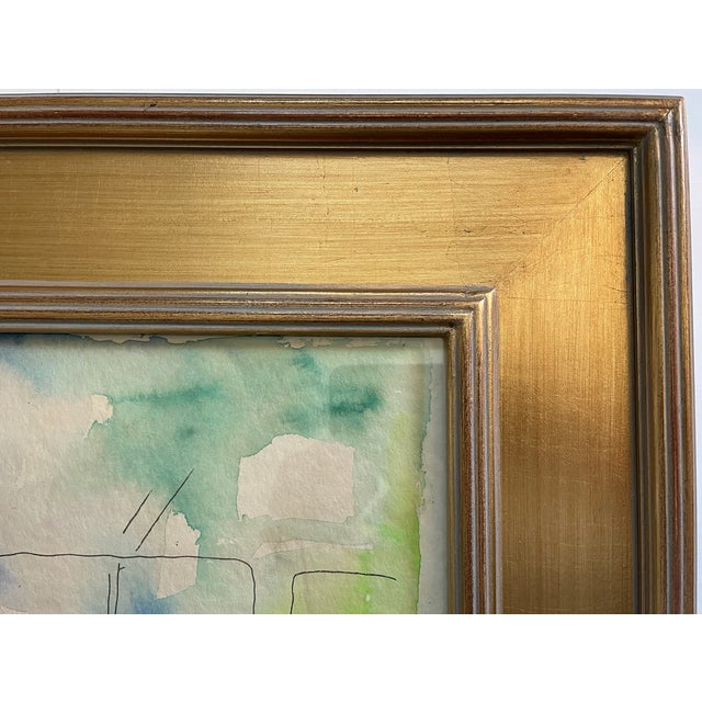 1970s 1970s Jacque Tatum Brunch Sunday Afternoon Laguna Watercolor Gouache For Sale - Image 5 of 7