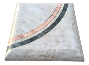 Postmodern Pedestal End Table With Brass & Marble Inlay Manner of Robert Marcius for Casa Bique