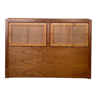 Scandinavian Modern Headboard W/ Cane Panels, Full For Sale